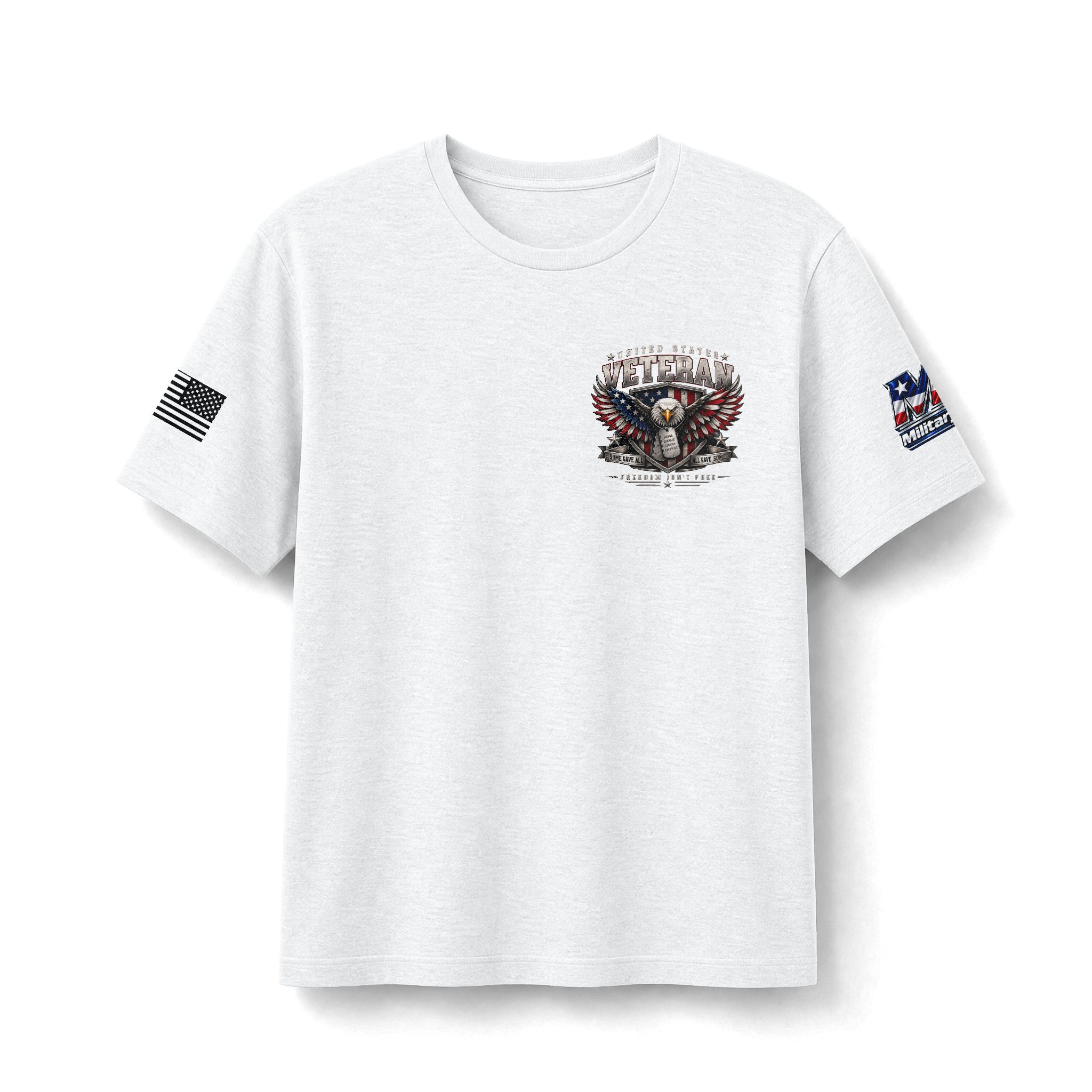 5290118326355883330_2048.jpeg Patriotic USA Flag Sleeve Tee - 'God Bless America' Short Sleeve Shirt - Image 1